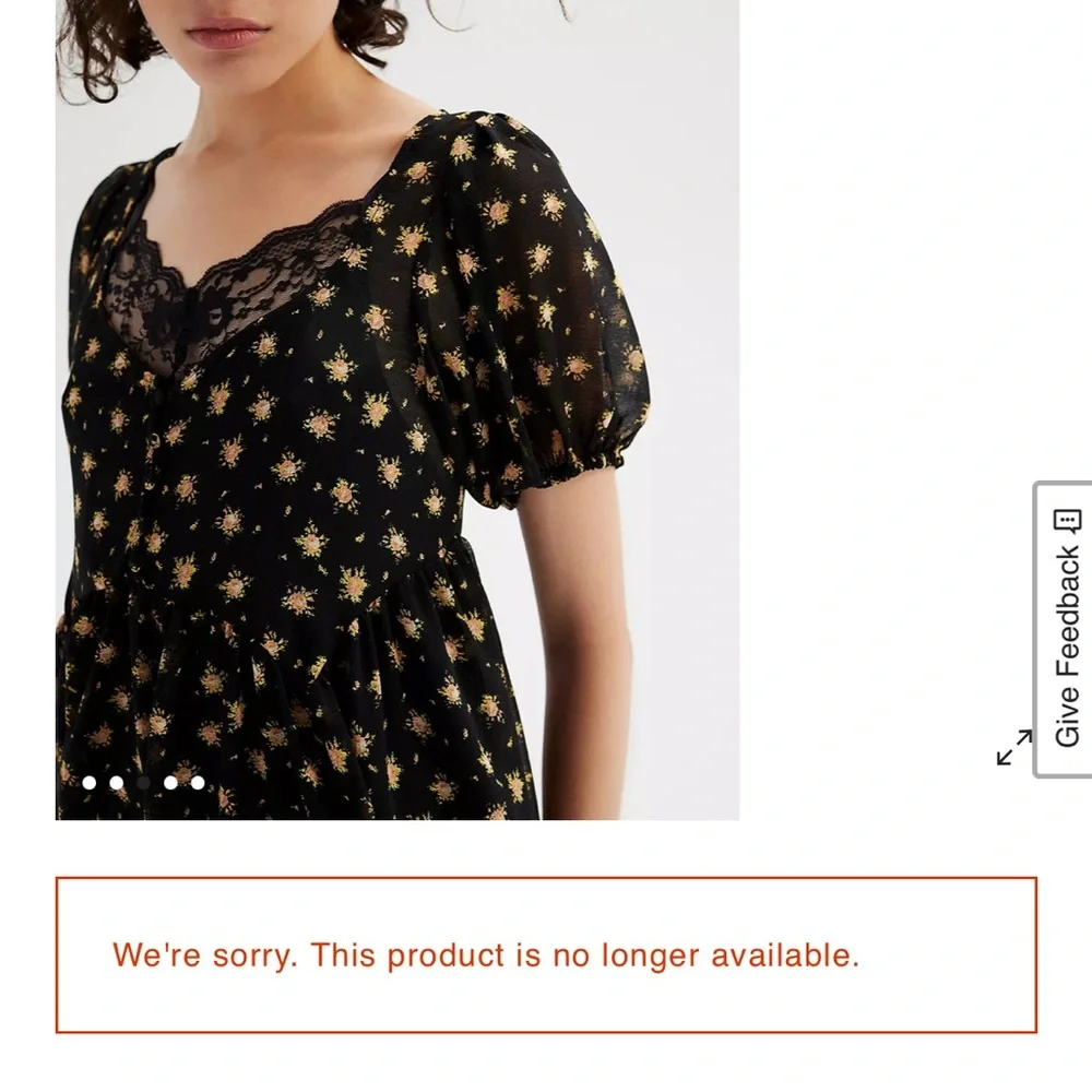 Urban Outfitters Black Floral Chiffon Babydoll Dress - Picture 3 of 8